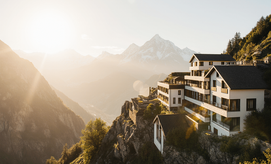 swiss landscape with modern houses in harmony with nature soft sunlight calm and trustworthy atmosp 17x4q12zw5fwwrn17ivz 2